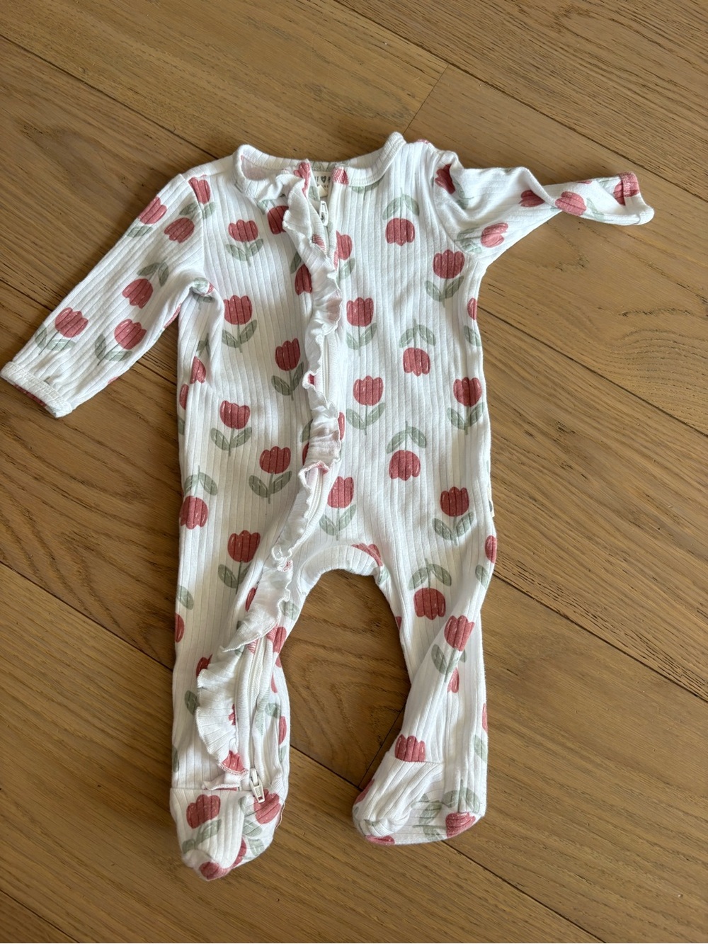 Rabbi and Bear tulip footie - size 6-9 months